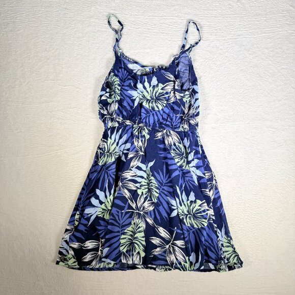ROXY BEACHY VIBES INDIGO SEASIDE TROPICS SUNDRESS/COVERUP SIZE MEDIUM FLORAL - Picture 1 of 6